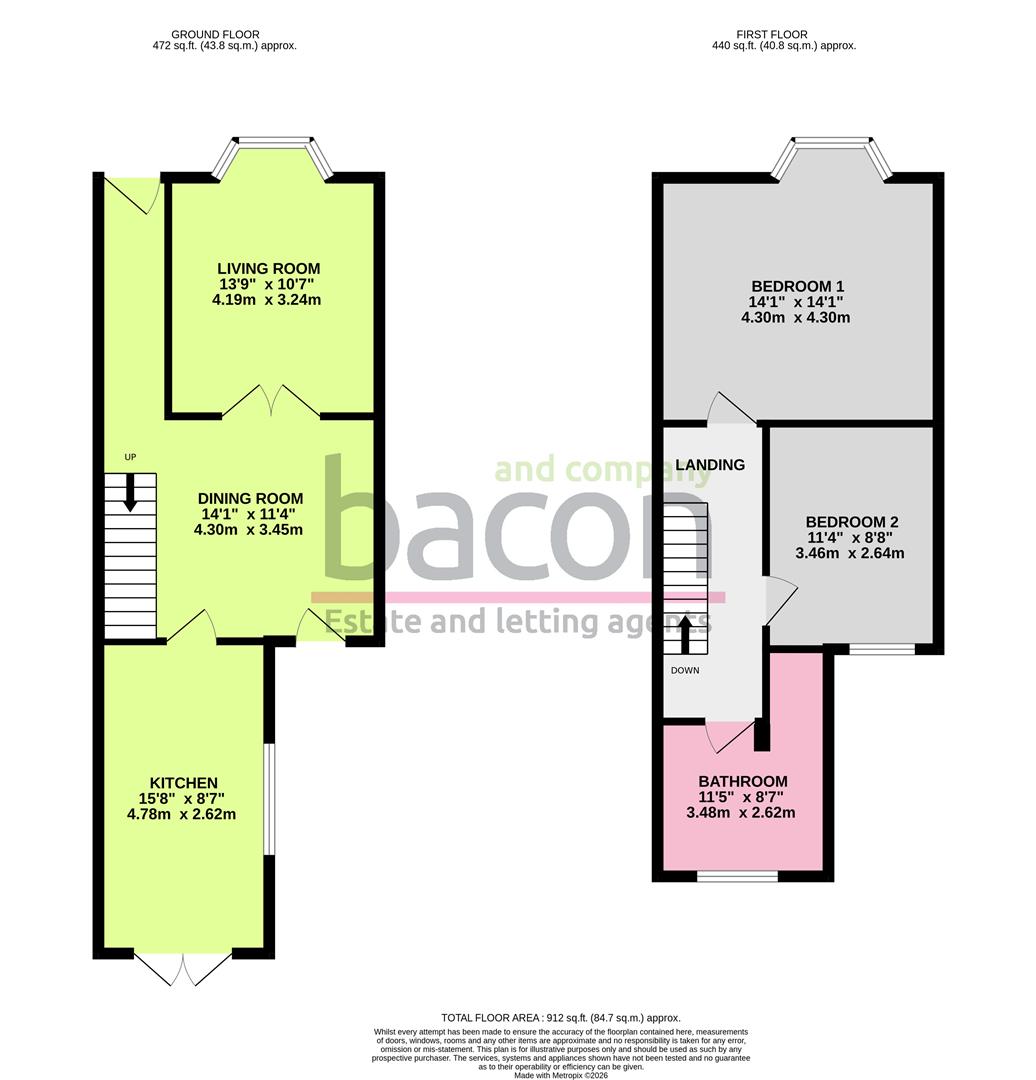 Floor Plan | House - Semi-Detached | Penfold Road, Broadwater, Worthing, West Sussex, BN14 8PG | Sold - Subject to Contract